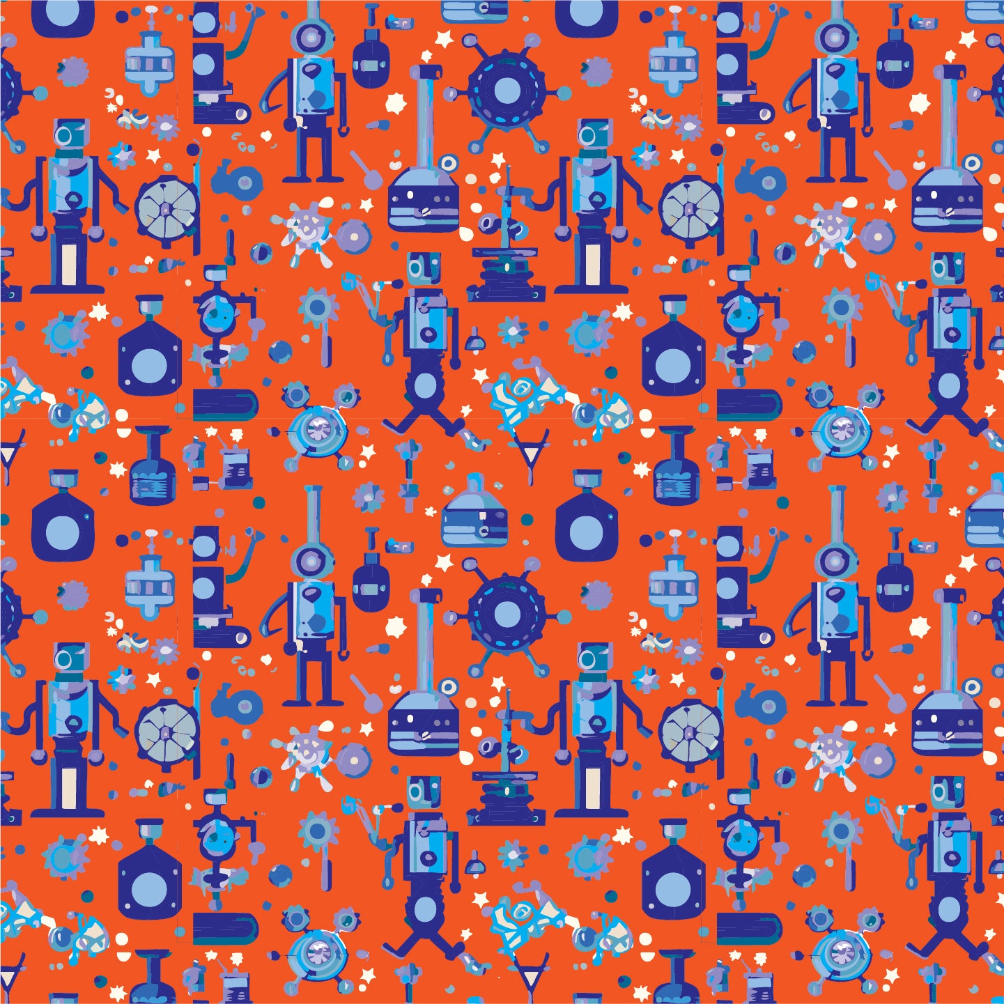 Blue Bots Wrapping Paper, 29"X20", 5 sheets, high-quality and peek-proof, roll