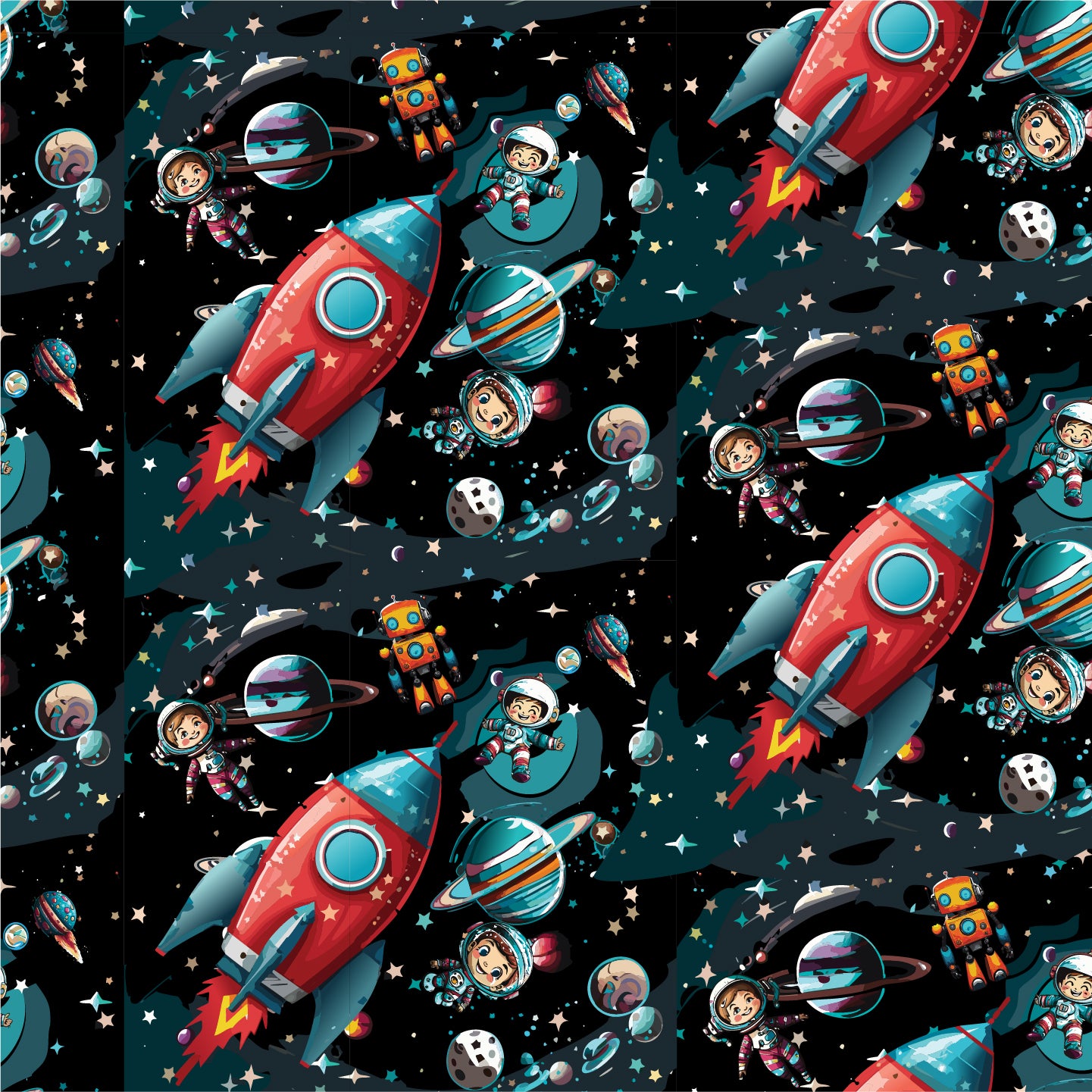 Space Playground Wrapping Paper, 29"x20", 5 sheets, heavy-duty, peek-proof