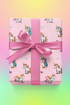 Pink Unicorns Wrapping Paper, 29"x20", 5 sheets, heavy-duty, peek proof