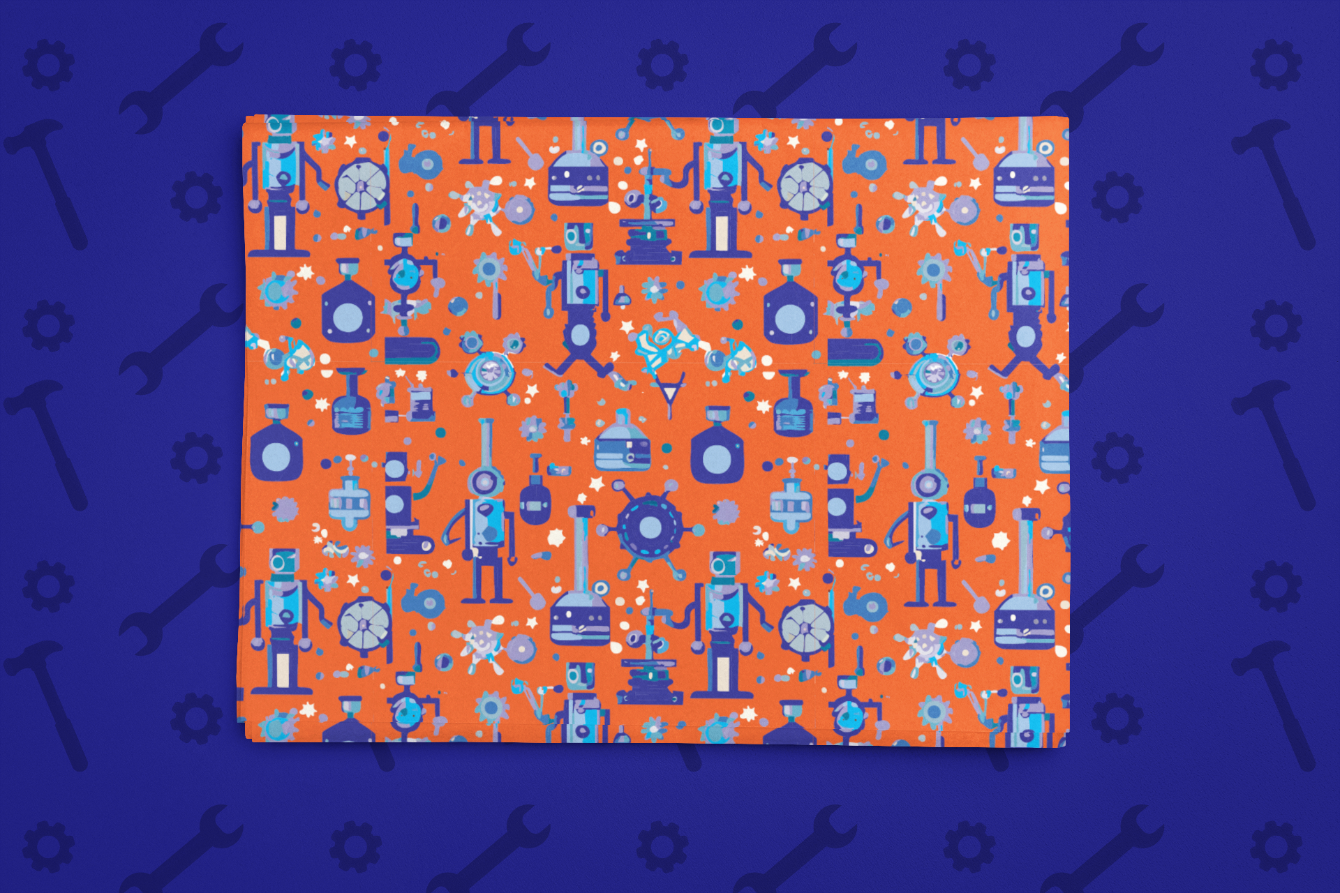Blue Bots Wrapping Paper, 29"X20", 5 sheets, high-quality and peek-proof, roll