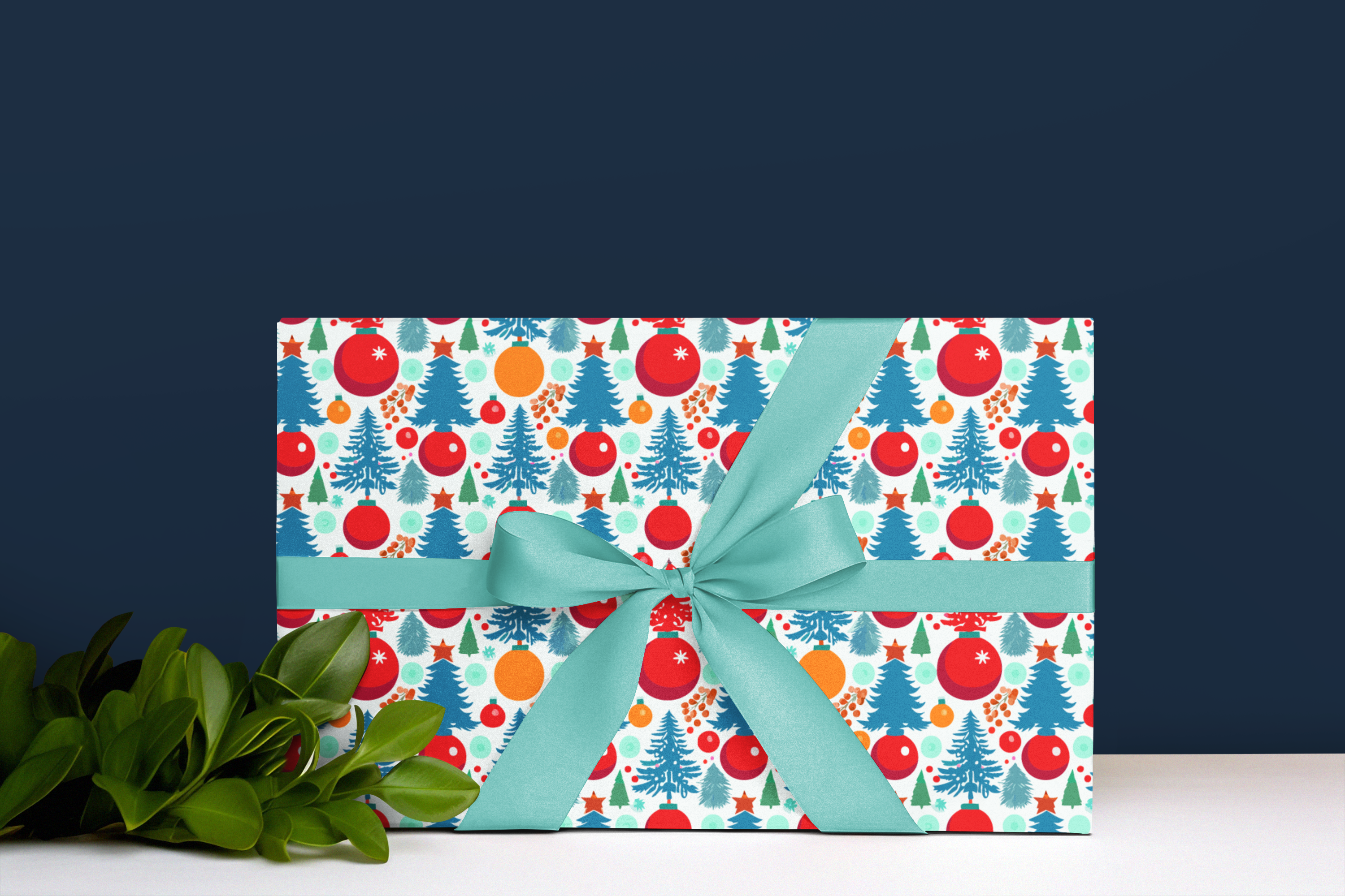 Baubles and Trees Wrapping Paper, 20" X 29", 5 sheets