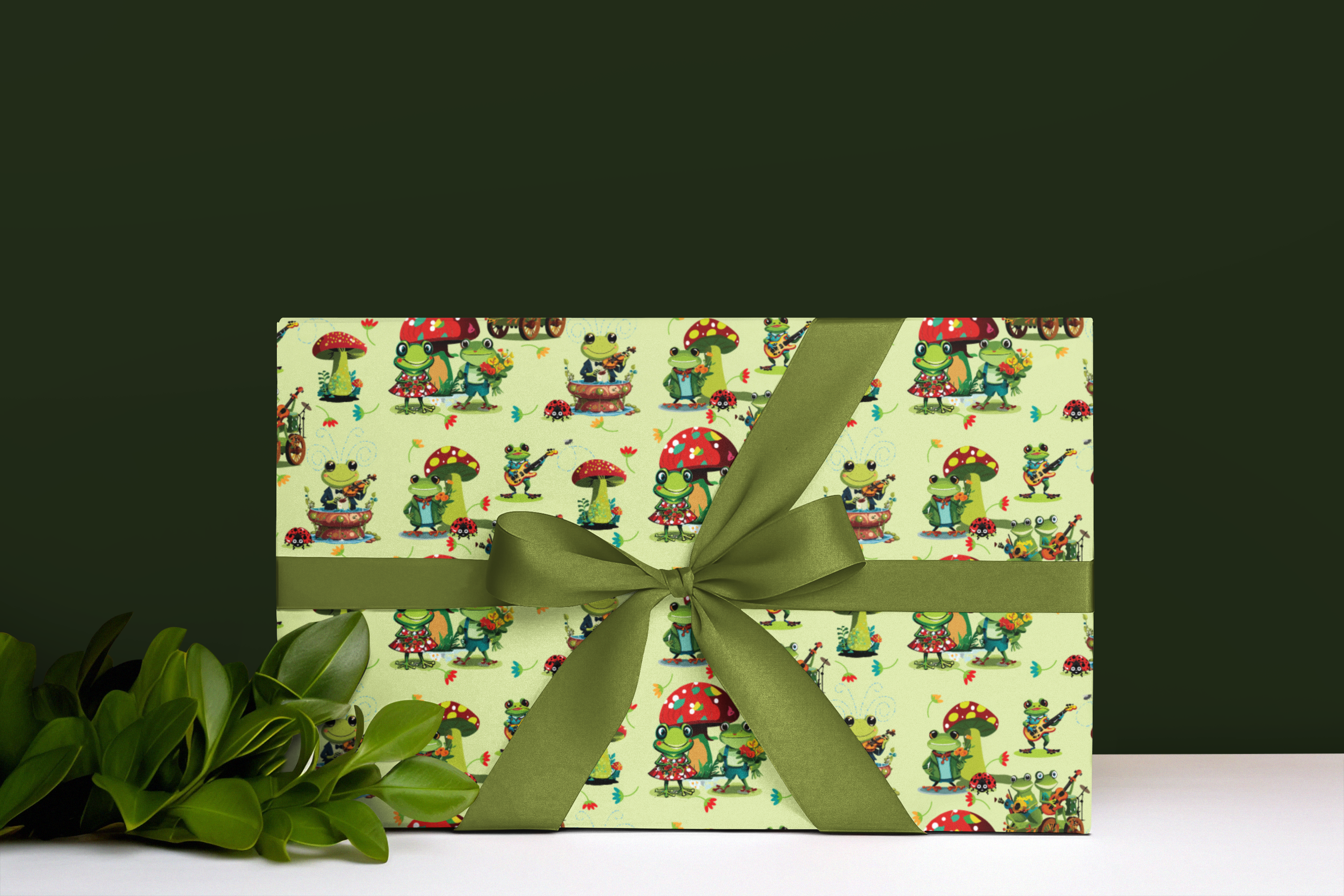 Frog Friends Wrapping Paper, 29"x20", 5 sheets, heavy duty and peek proof