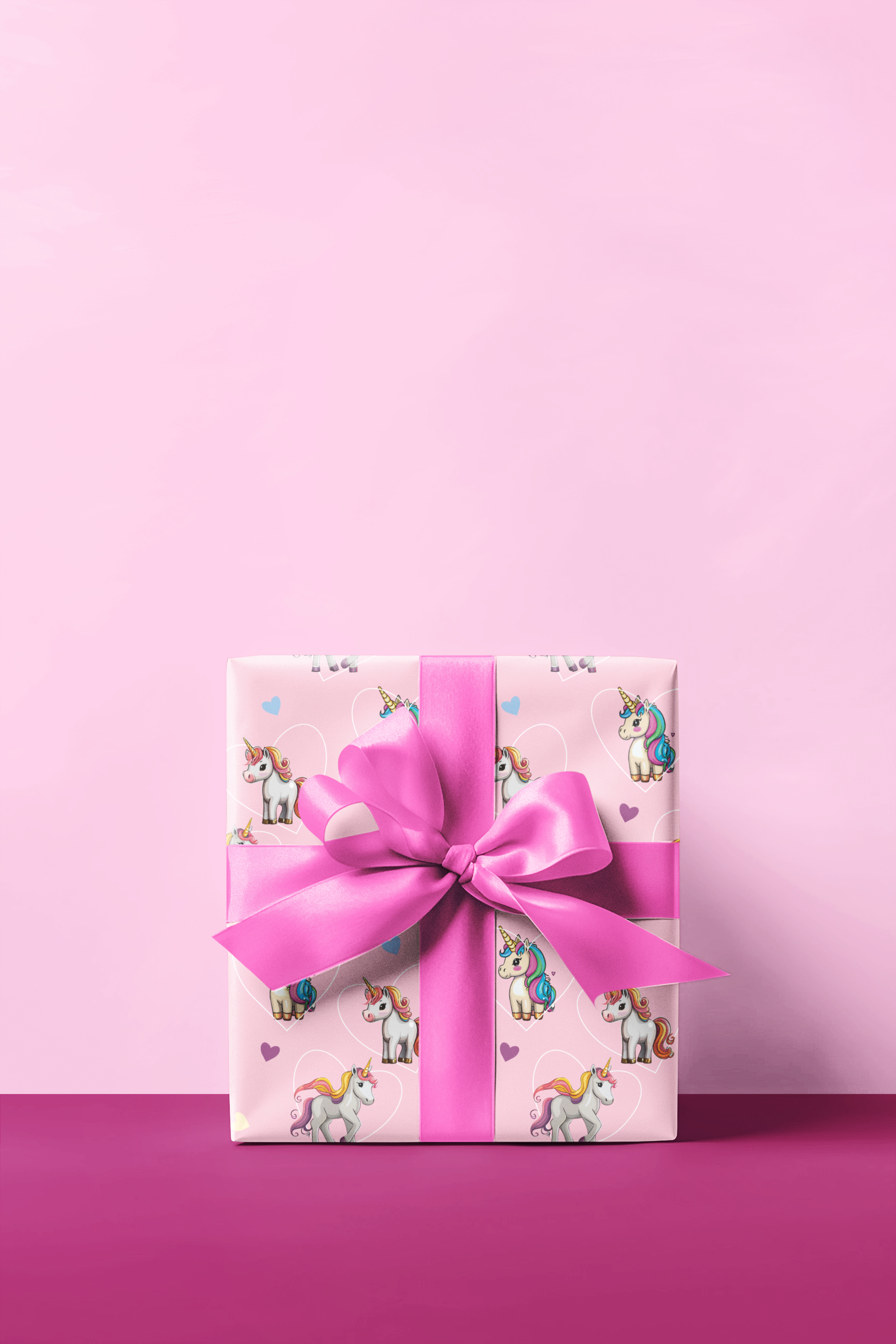 Pink Unicorns Wrapping Paper, 29"x20", 5 sheets, heavy-duty, peek proof