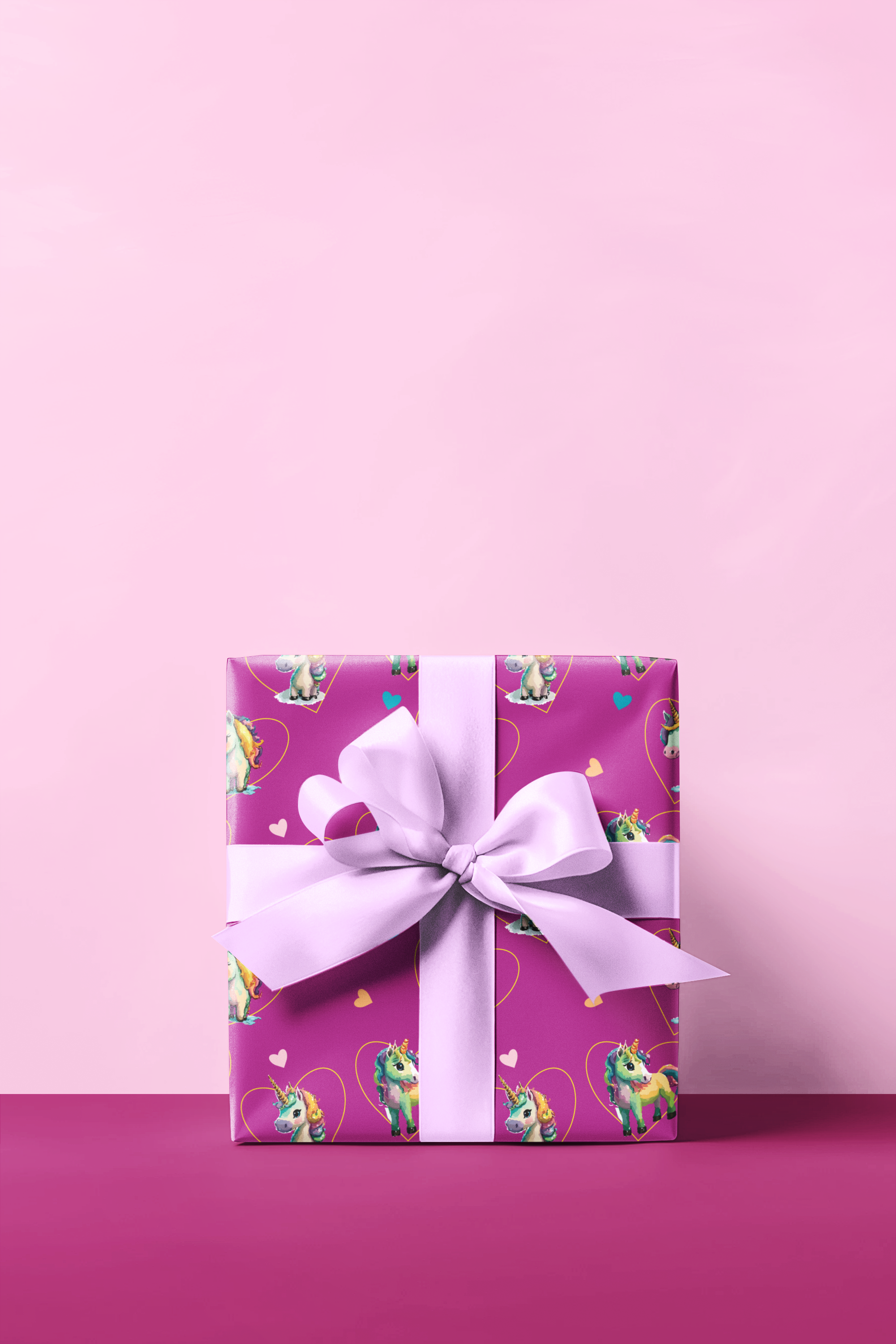 Purple Unicorn Wrapping Paper, 29"x20", 5 sheets, heavy-duty, peek-proof