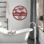 Beach Life Die Cut Metal Sign