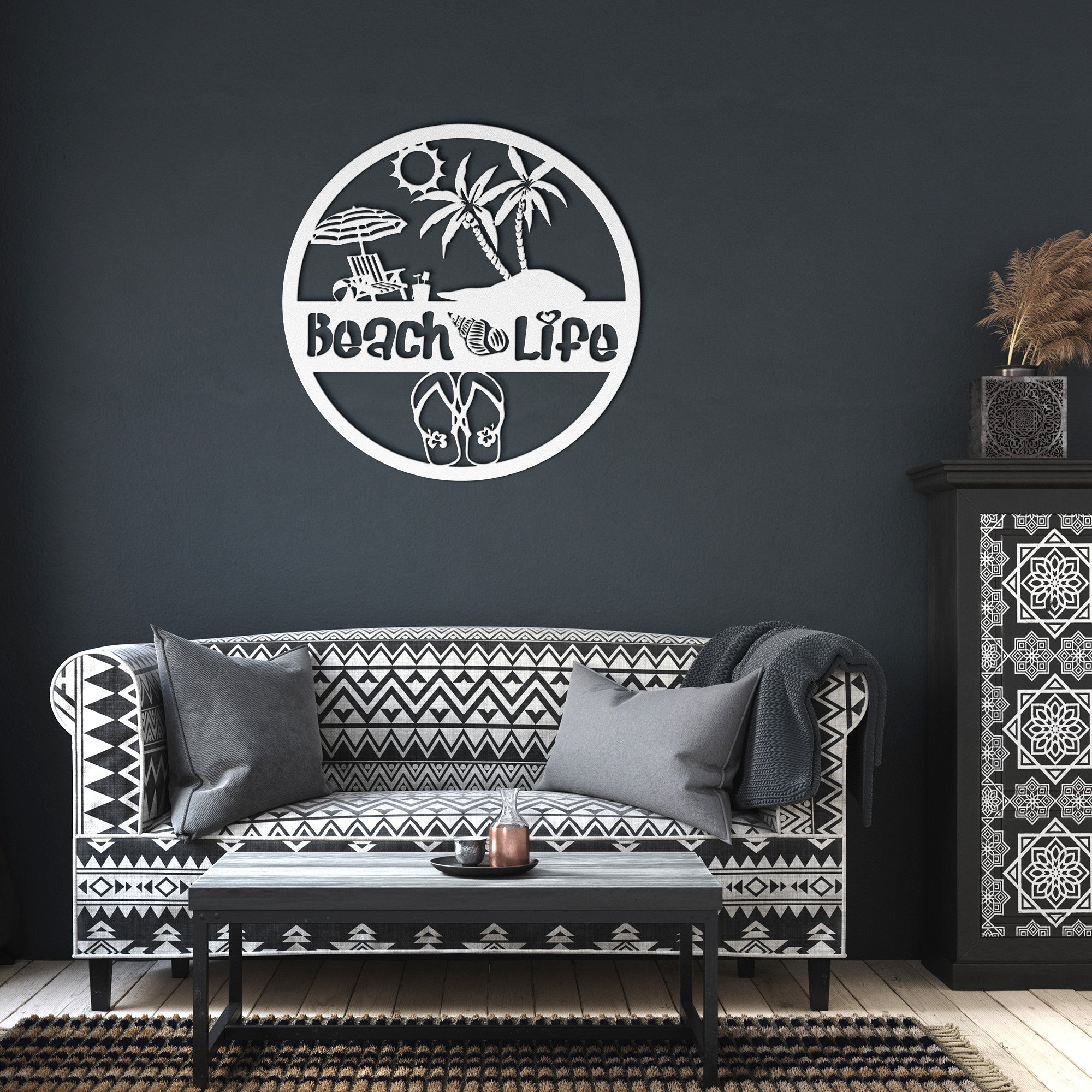 Beach Life Die Cut Metal Sign