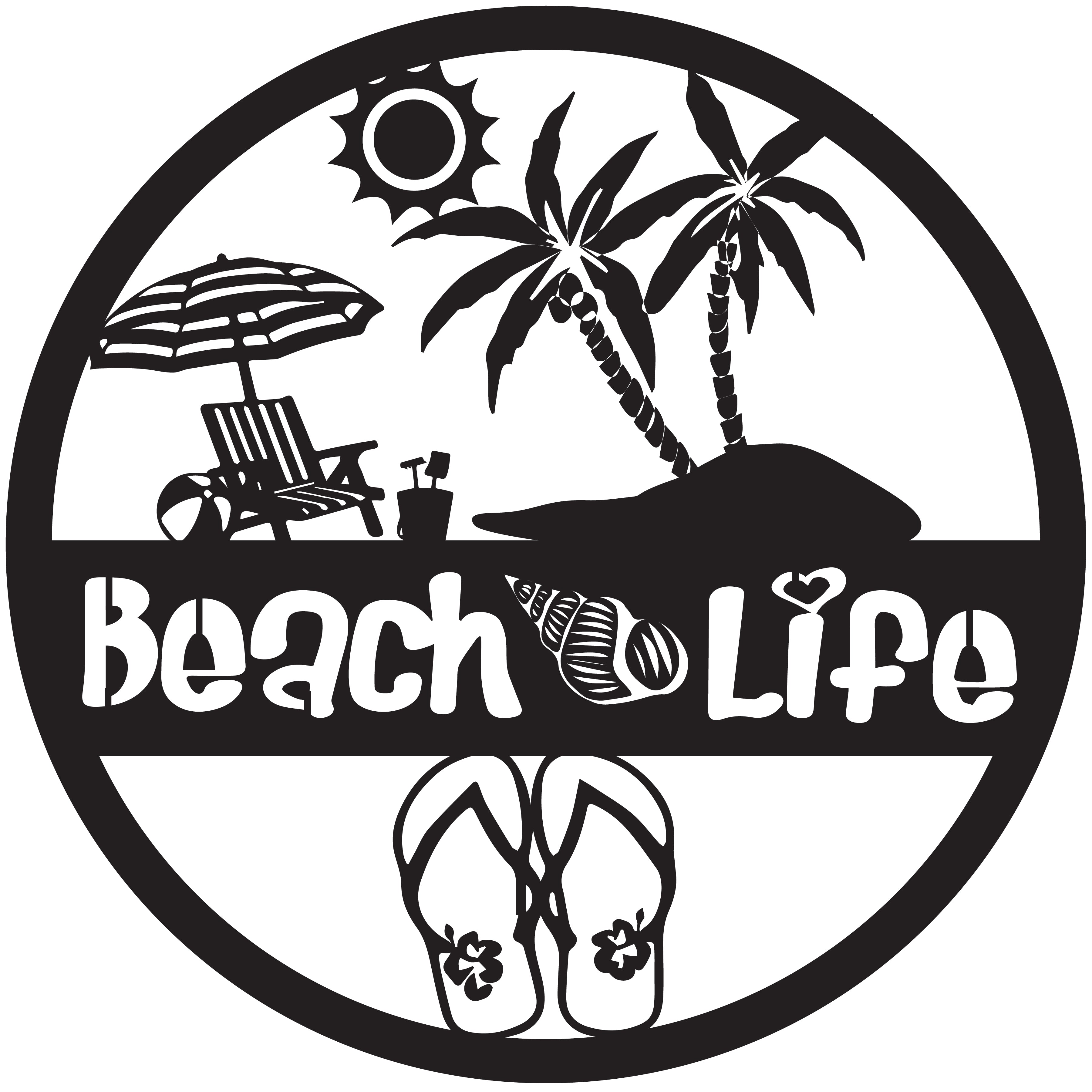 Beach Life Die Cut Metal Sign – kellyjellystudio