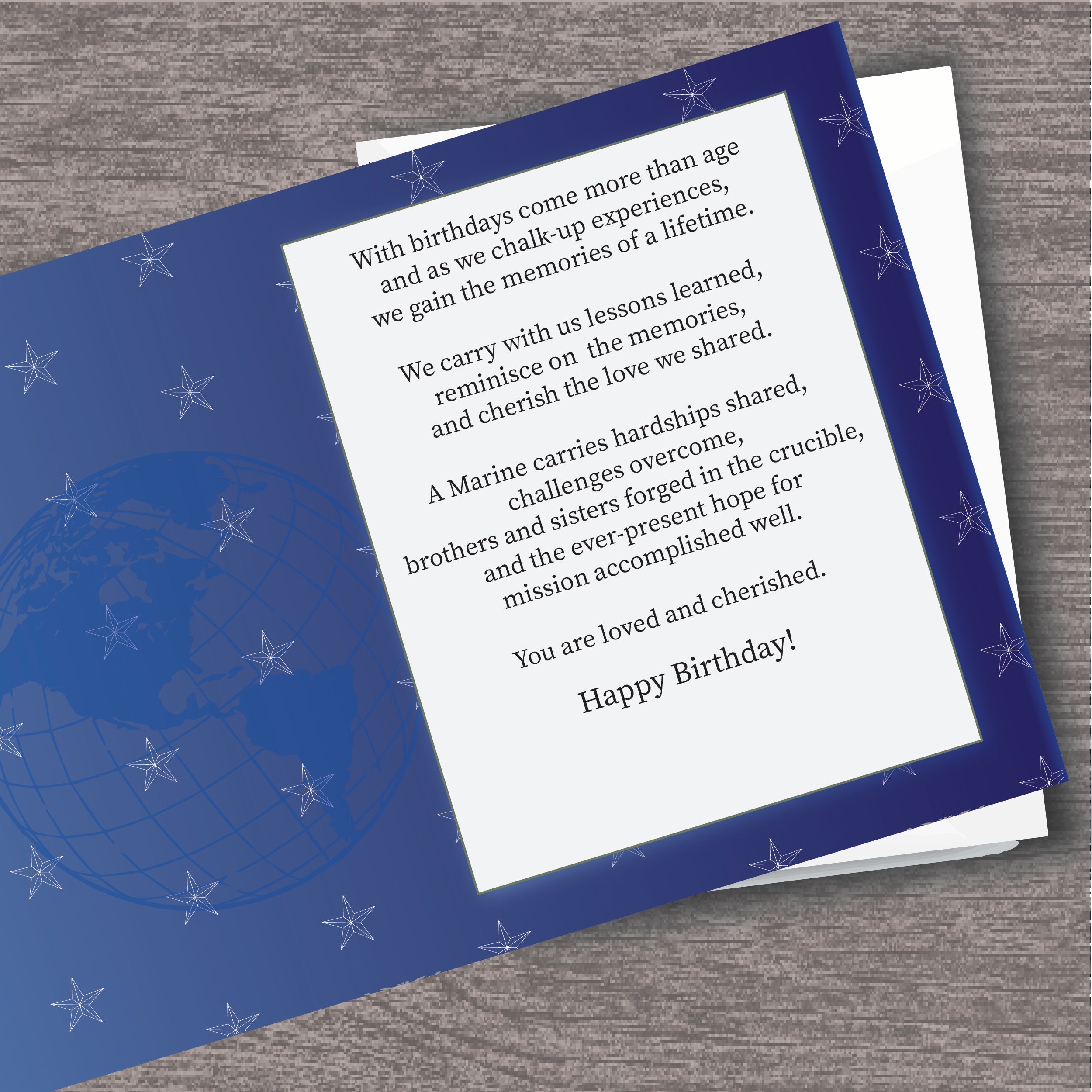 Marines Happy Birthday Card, 4.25" X 5.5", with envelope