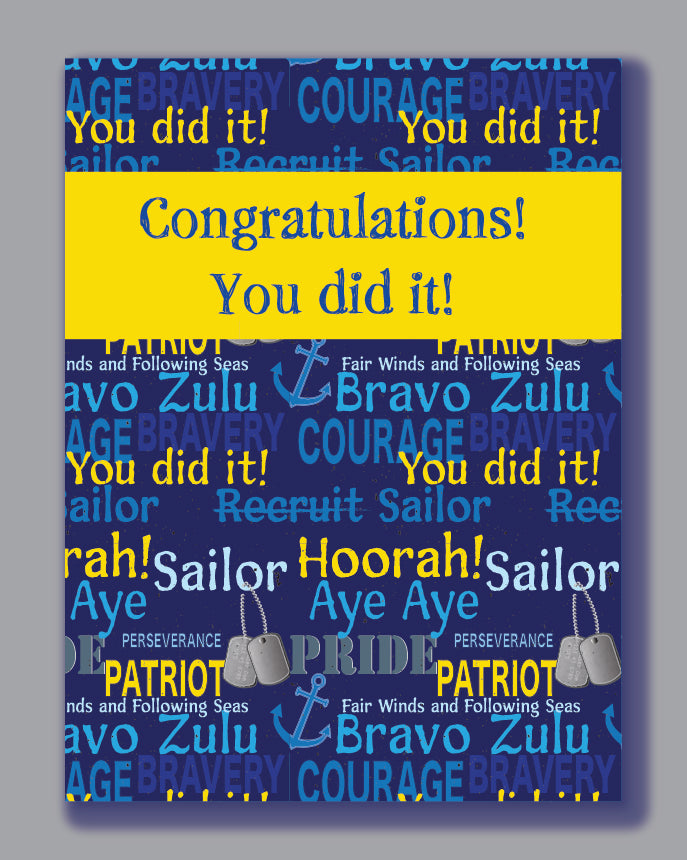 Navy Congratulations Card, 4.25" X 5.5", envelope included