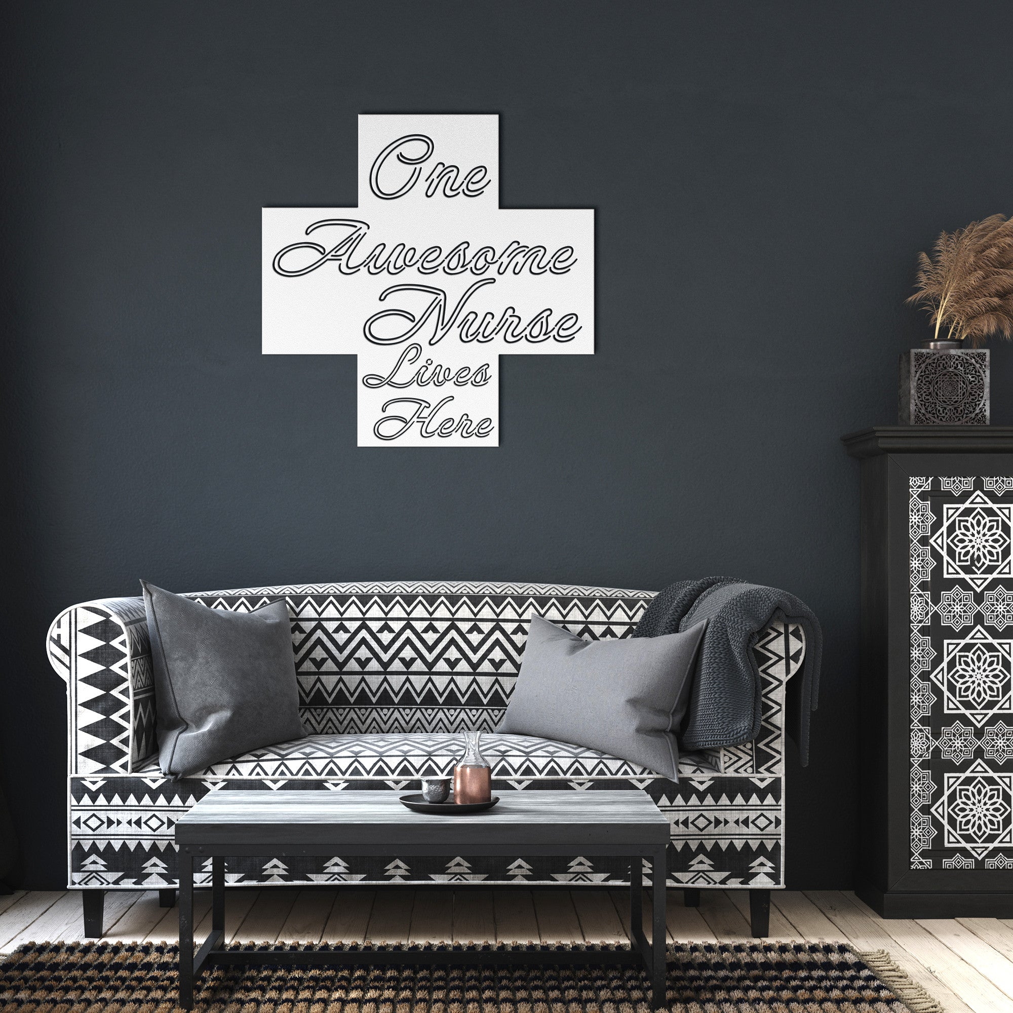 One Awesome Nurse Lives Here Die Cut Metal Sign